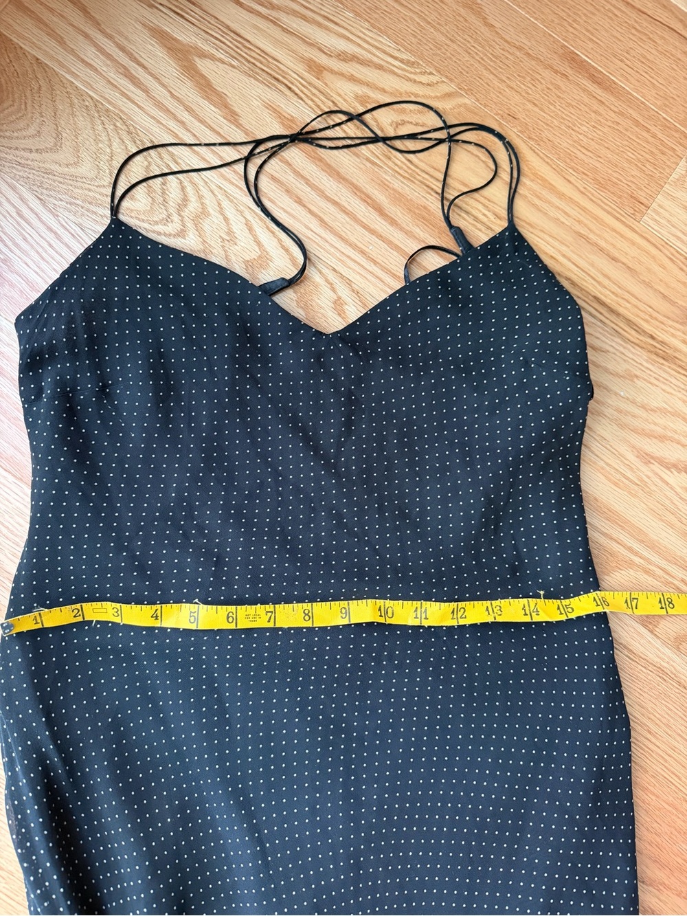 Lauren Ralph Lauren 100% Silk Black Polka Dot Low Back Slip Maxi Dress 10 - Picture 10 of 11